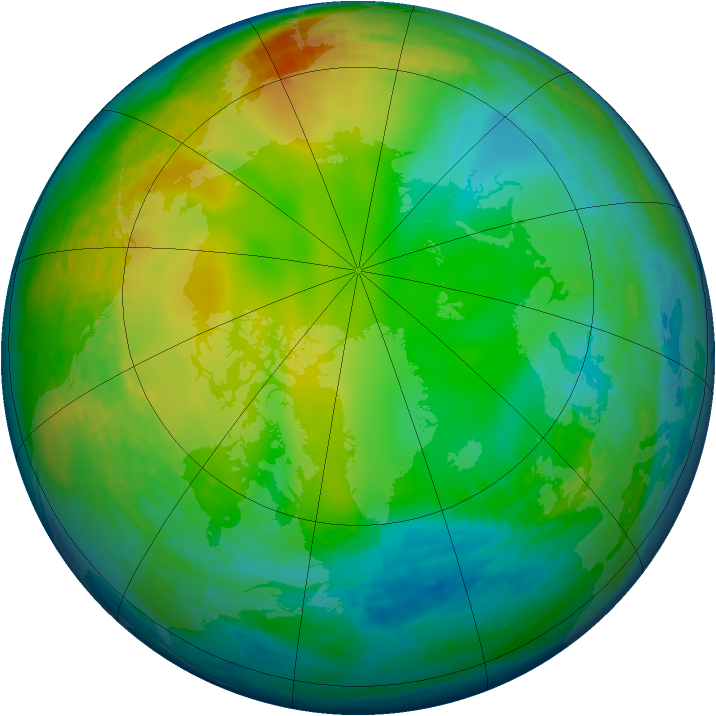 Arctic ozone map for 15 December 1993